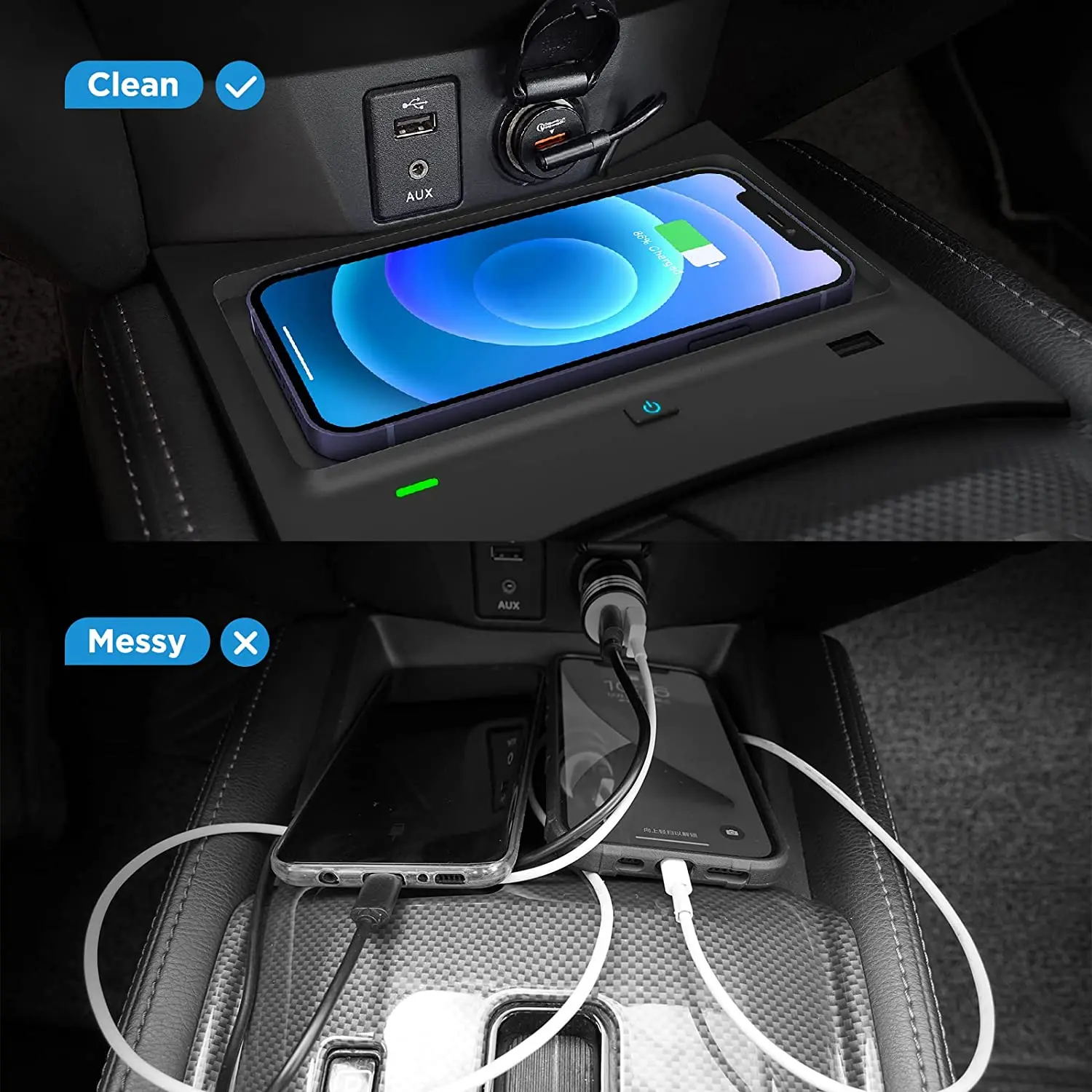 for Nissan Rogue T32 2014 2015 2016 2017 2018 2019 2020 Car Wireless Charging Pad 15W Qi Car Mobile Phone Charger Accessories