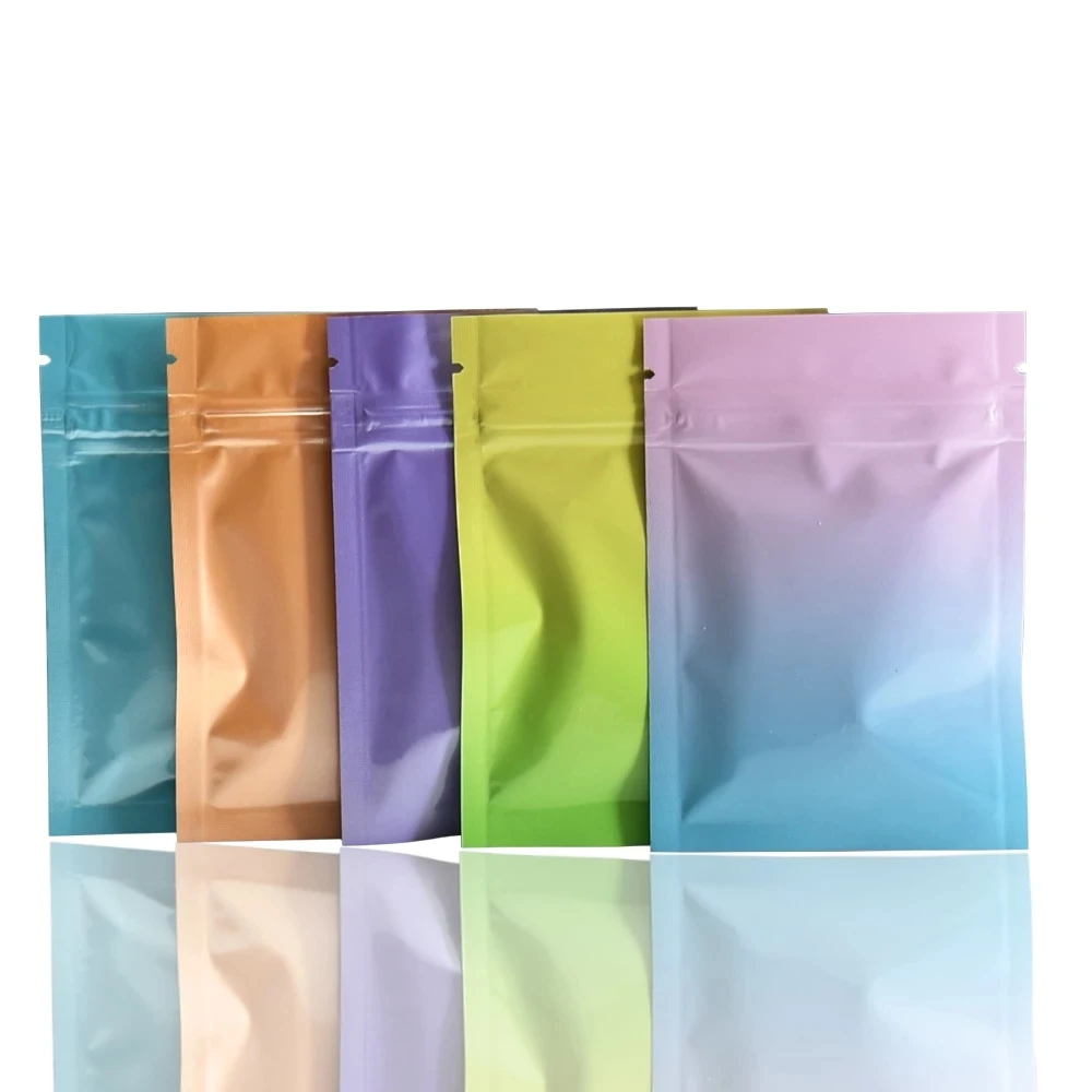 100Pcs/lot Glossy and Matte Aluminum Foil Zip Lock Package Bag Self Sealing Zipper Coffee Tea Powder Storage Bag