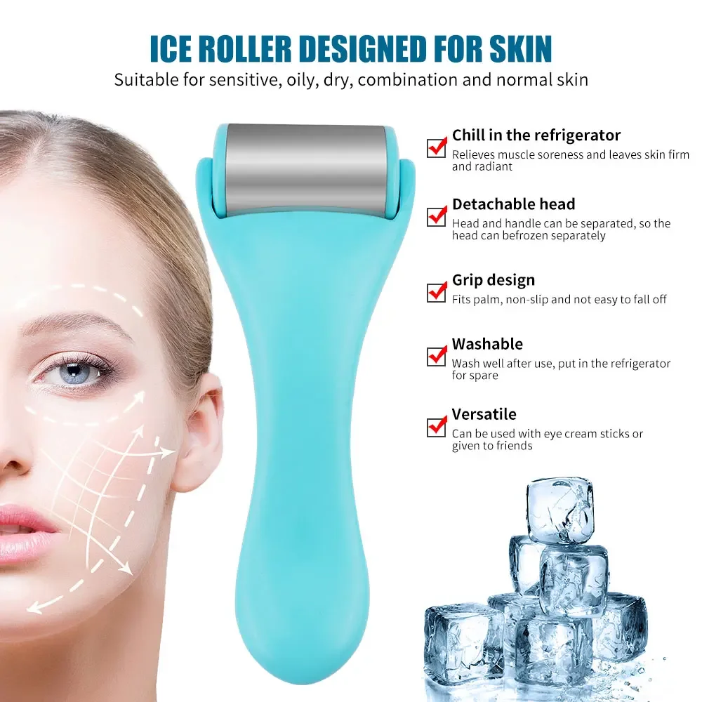 Stainless Steel Ice Roller Cooling Face Roller Lift Firming for Face and Eyes Skin Care Beauty Tools Pain Relief Facial Massager