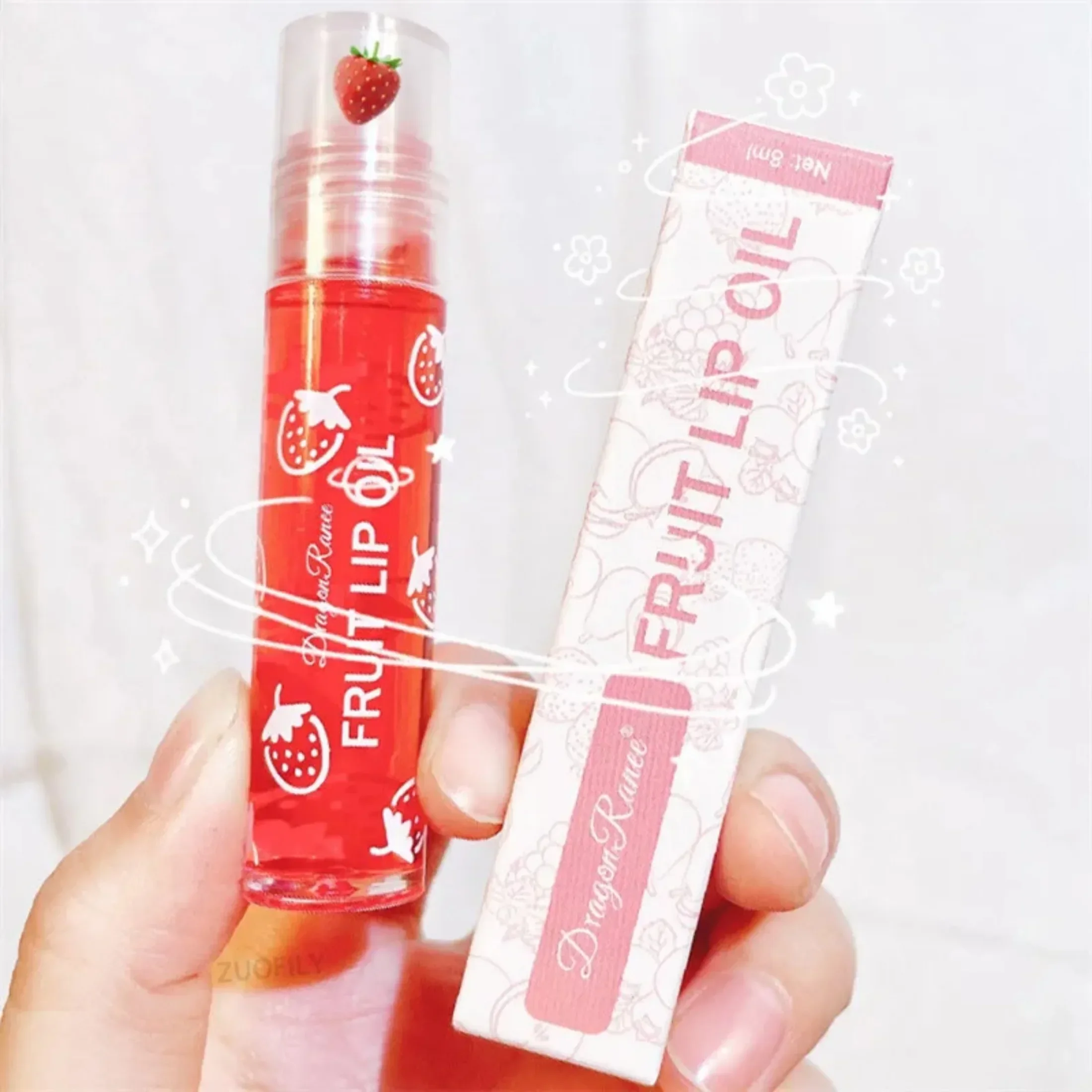 1 Pcs Fruit Lip Gloss Transparent Oil Moisturizing Reducing Lines Nourishes Lips Waterproof Long-lasting Liquid Cosmetics