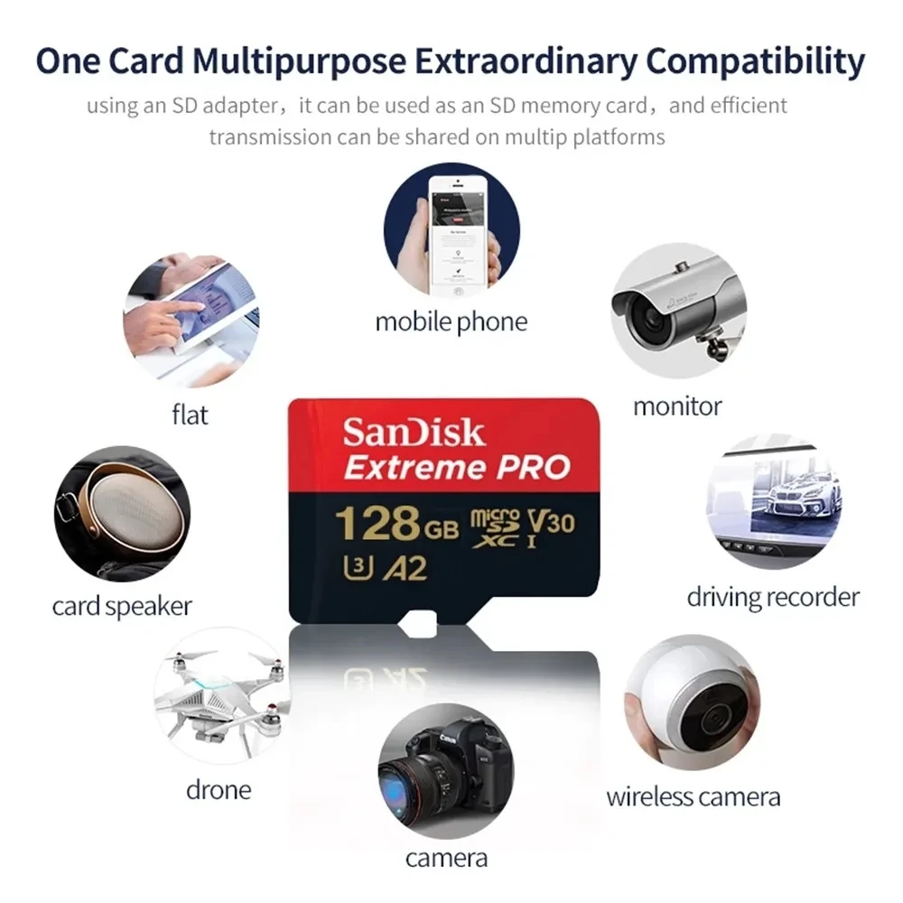 SanDisk Extreme PRO Micro SD Card 128GB 64GB 32GB 512GB 256G 400G Micro SD 1TB Flash Memory Card SD U3 4K V30 Microsd TF Cards