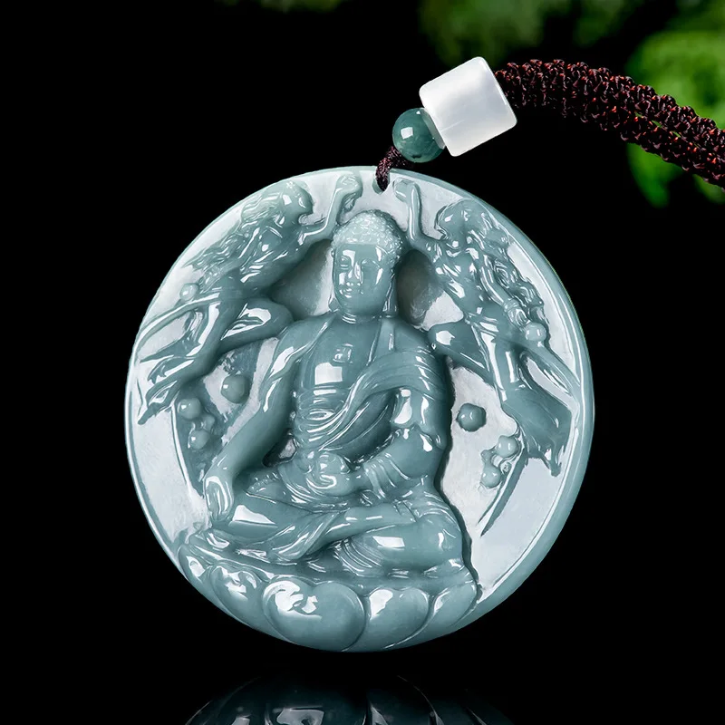 

S Myanmar Jadeite Buddha Pendant Necklace Luxury Designer Burmese Jade Carved Amulet Talismans Real Jewelry Stone