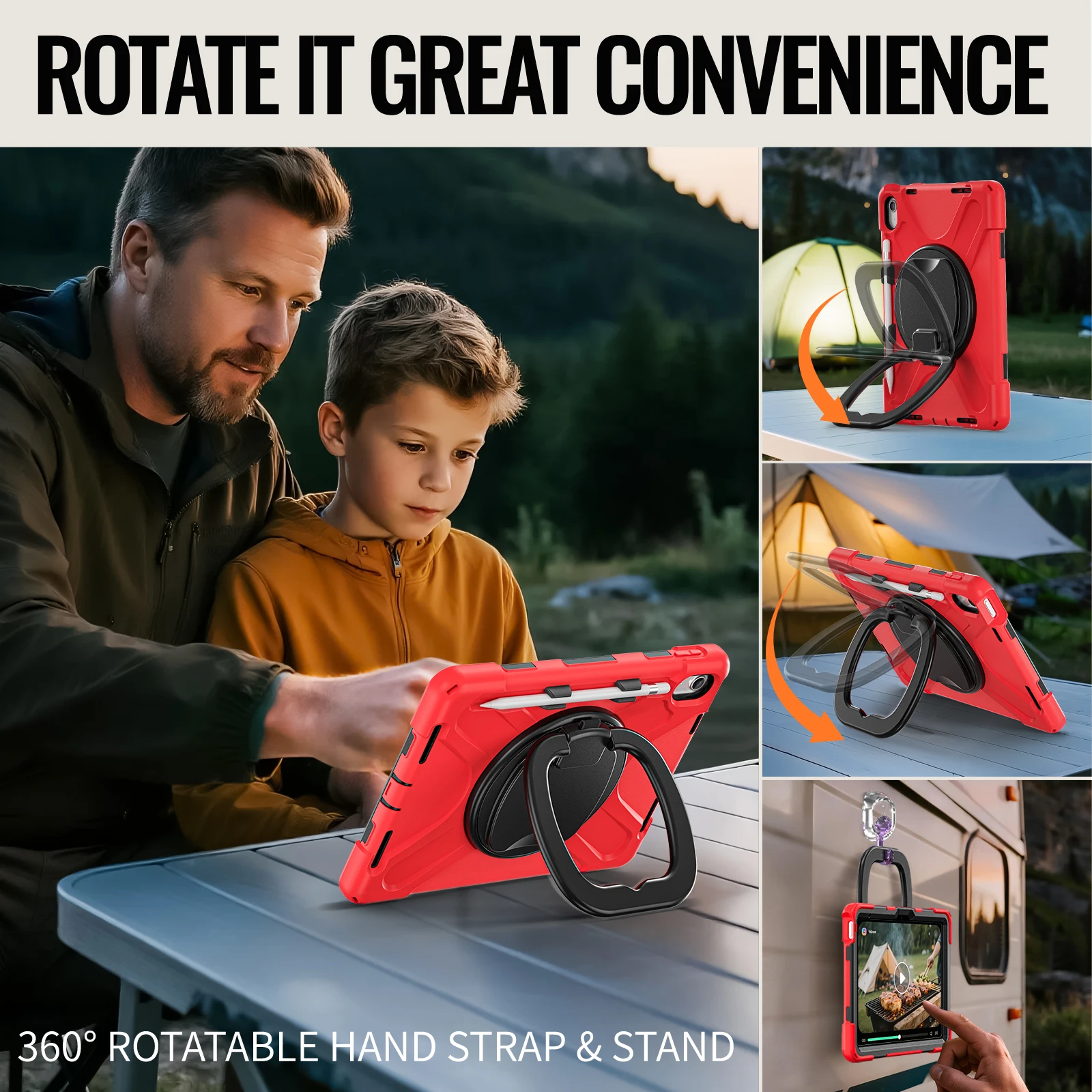 

Универсальный чехол-подставка для iPad A16 2025 11-го поколения, 10.9 2022 10-го поколения. Модели A3354, A3355, A3356, A2757, A2777, A2696 с отсеком для стилуса и вращающейся крышкой.