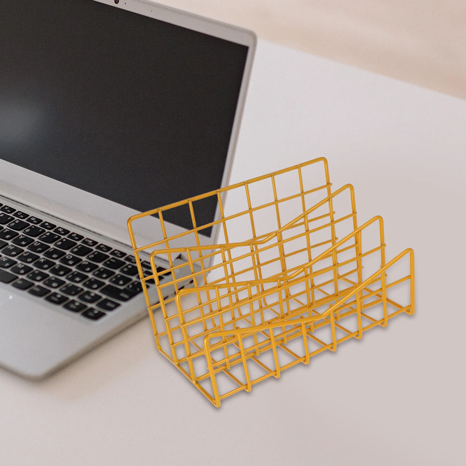 1 pc File Storage Rack Metal Mail Sorter With Card Slots Smooth Surface Book Shelf Magazine Holder Multipurpose Storage