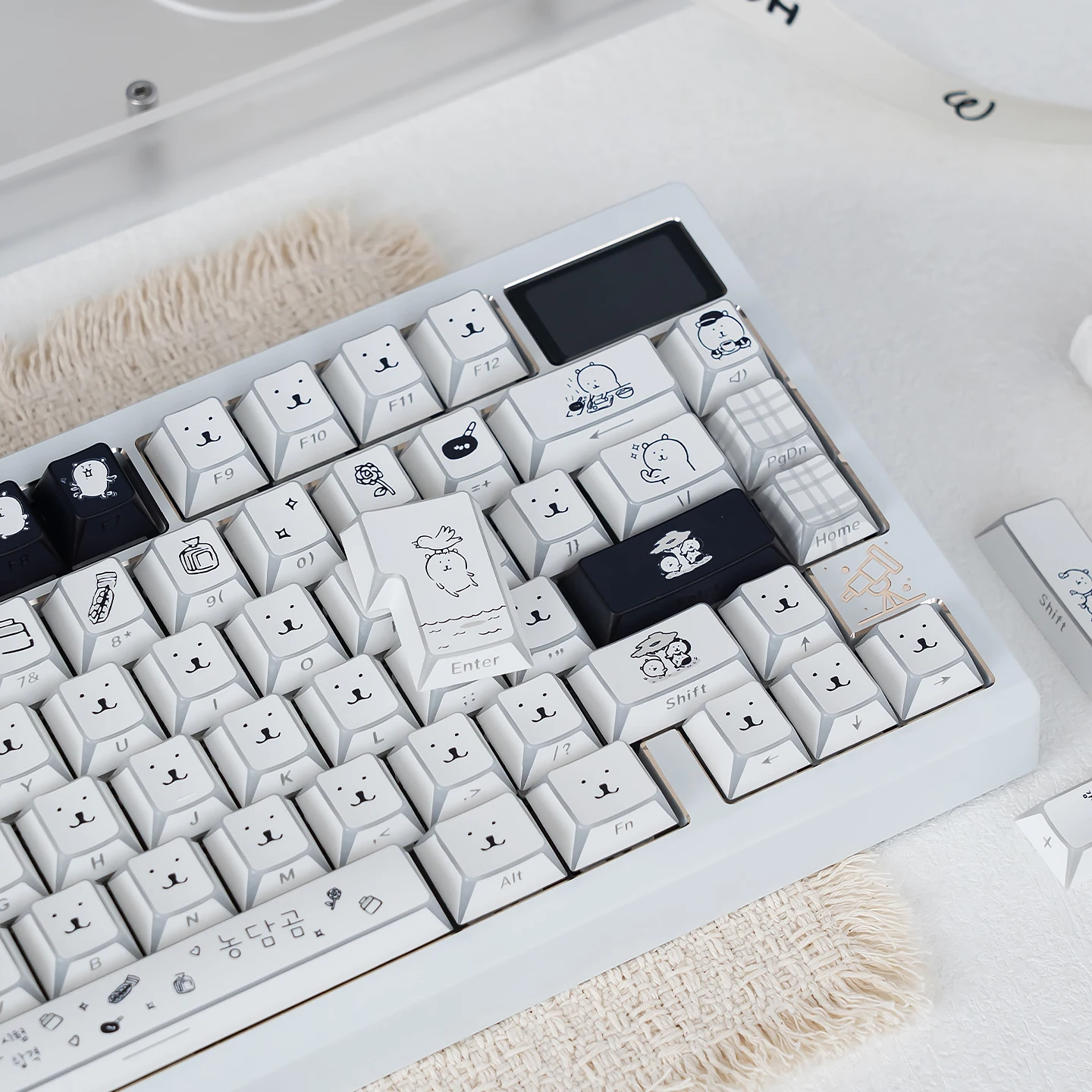 URE Cute Bear Keycaps Dye-Sub Cherry Profile PBT keycaps Side Print shine Through Keycaps For MX Mechanical Keyboard