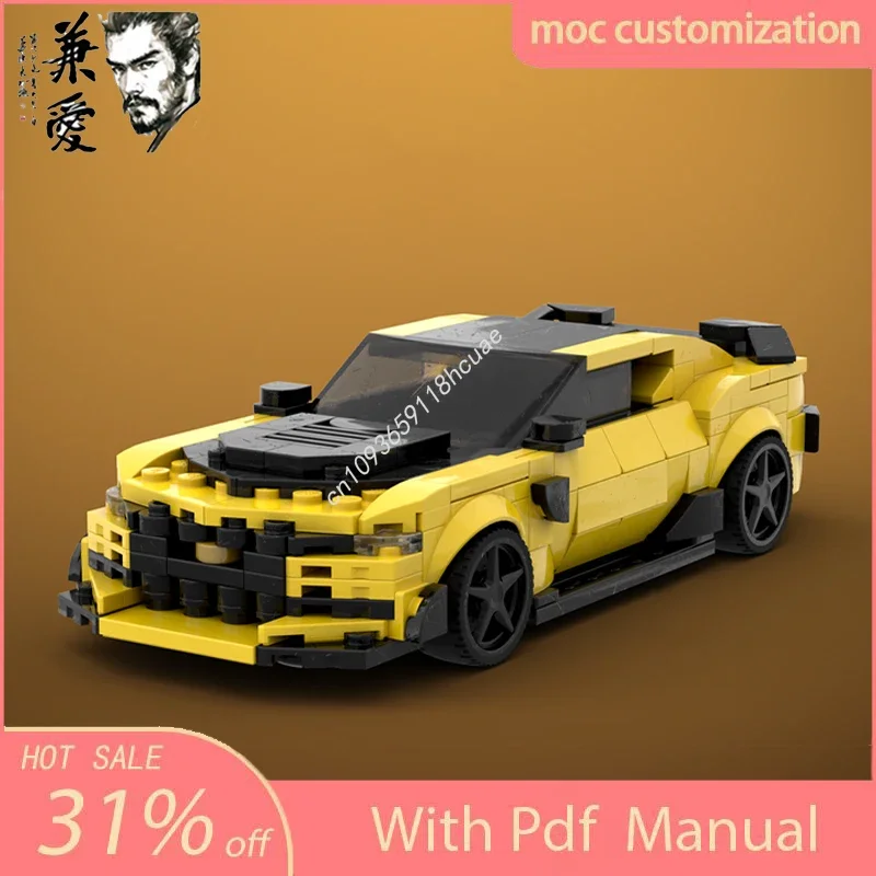 

351 деталь MOC Speed Champion Городской гоночный автомобиль Bumblebee Chevrolet Camaro, конструктор, гоночные машинки, креативный гараж, кирпичные игрушки, подарки