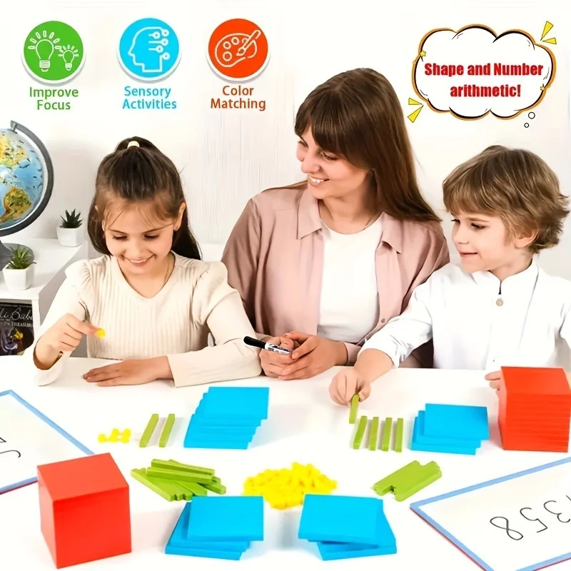 Nuevos cubos de matemáticas Montessori, juguetes de aprendizaje Digital, educación temprana, cubos de matemáticas 3D decimal, ayuda para enseñanza de entrenamiento de pensamiento lógico