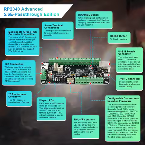 Raspberry Pi Pico Fighting Board For PC Game Console V1.1A Picoboot Keyboard Converter For PS3/PS4