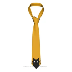 Black Cat New 3D Printing Tie 8cm Wide Polyester Necktie Shirt Accessories Party Decoration