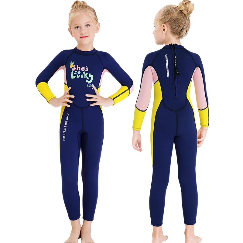 Kids Neoprene Wetsuit 2.5mm Thick Thermal Swimsuits Children Underwater Freediving Bathing Suit Boys Surfing Scuba Diving Suits