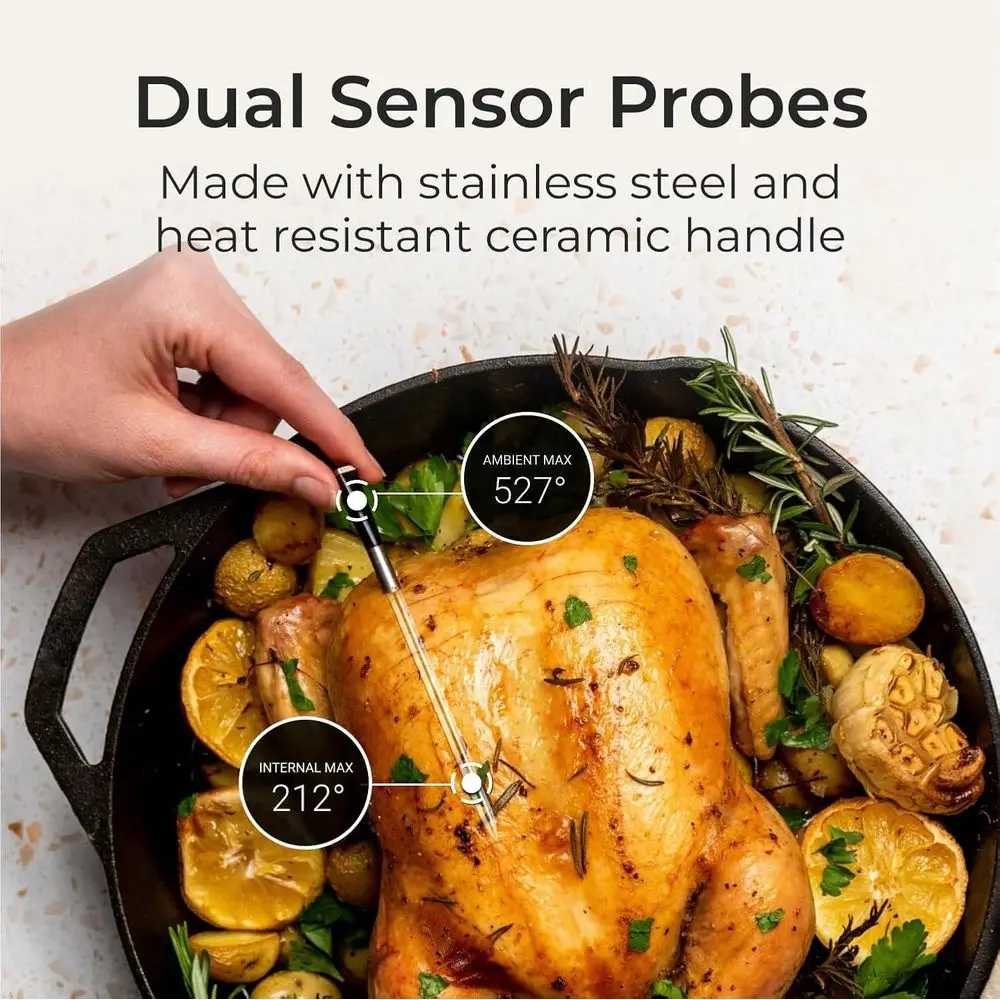 Smart Wireless Meat Thermometer with Heat-Resistant Mitts & Bar Blade Opener | Bluetooth Range | 50+ Recipes in App