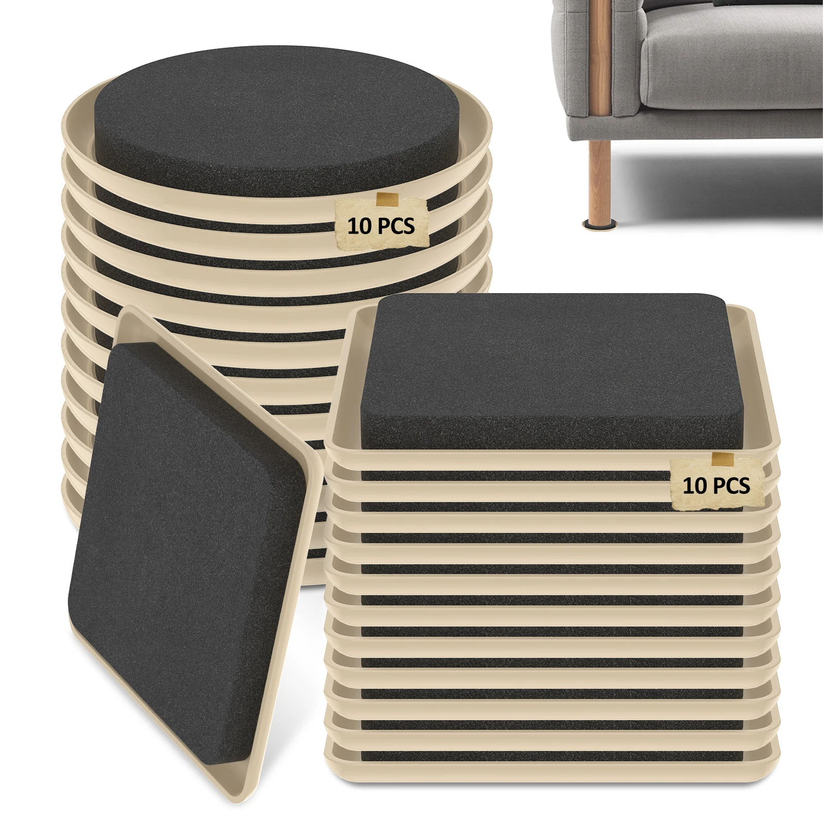 20Pcs Furniture Slip Mat Convenient Moving Pads Anti Scratch Easy Move Table Chair Leg Mat Floor Protector For Hardwood Rug