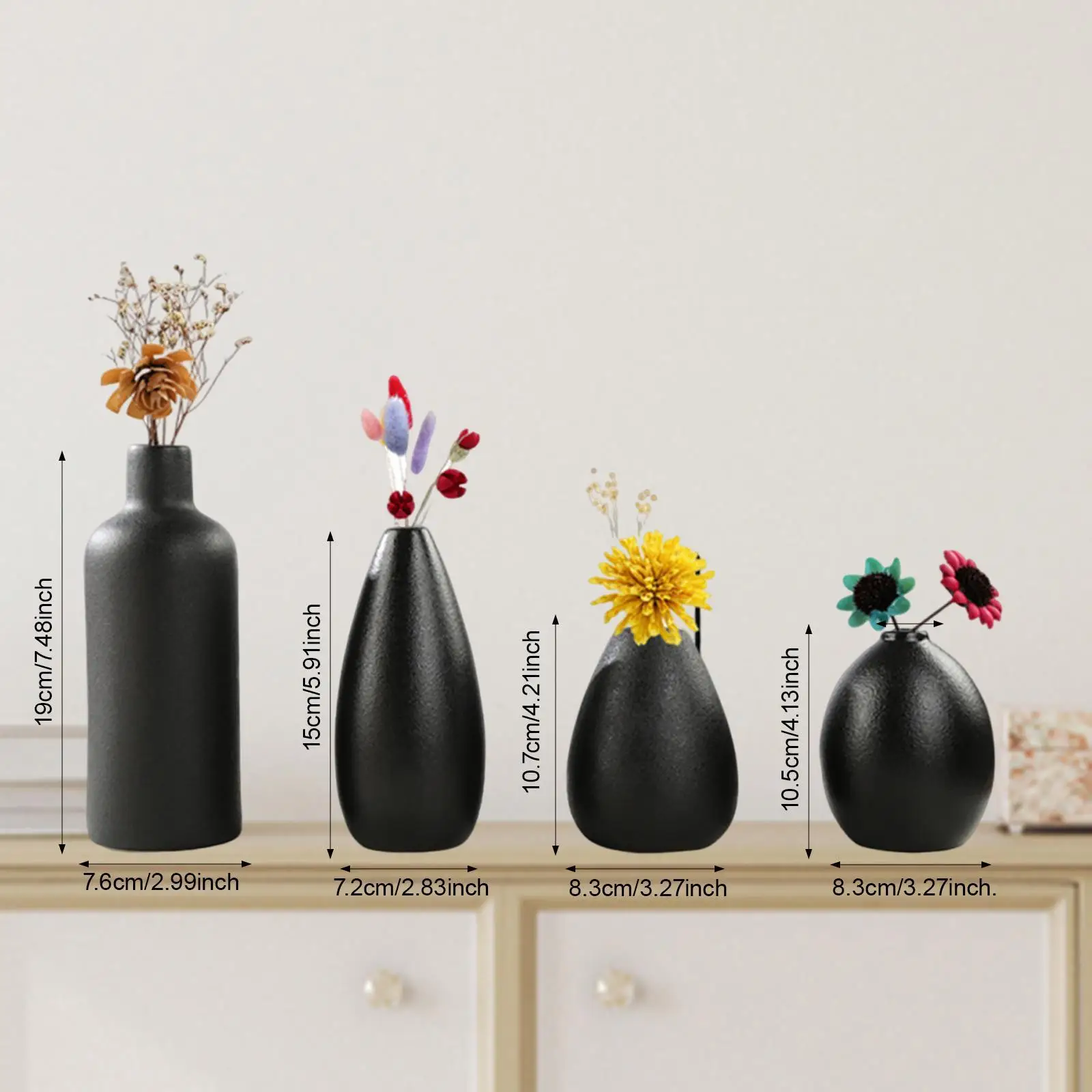 4x Ceramic Vases Flower Vases Shelf Centerpiece Gifts Table Decorations Decorative for Living Room Bathroom Bookshelf Decor