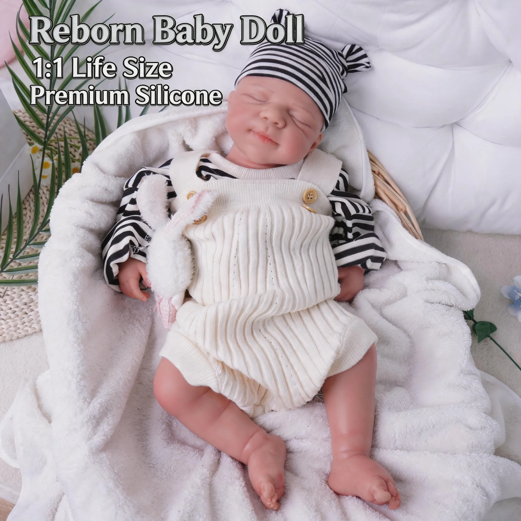 

18.89-inch 3kg Newborn Solid Silicone One-piece Body Baby Boy Realistic Sleep Expression Best Gift For Healing Children Christmas