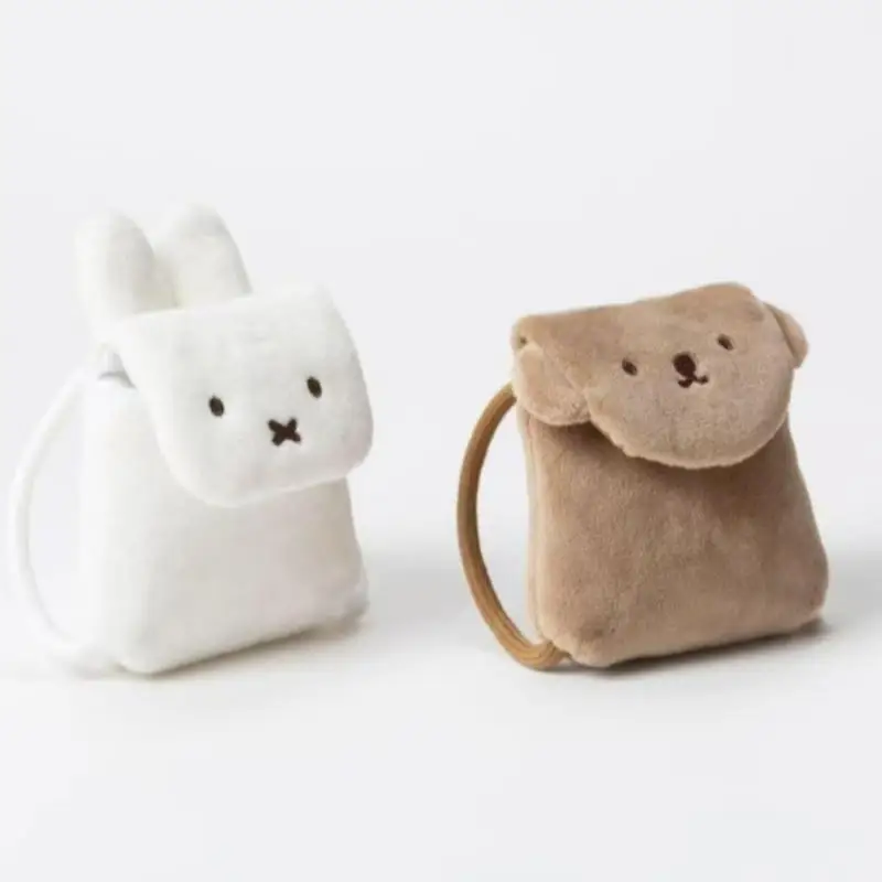 Nueva cartera Miffy japonesa Kawaii de dibujos animados de felpa Miffy mochila en forma de pequeño colgante bolsa para auriculares llavero bolsa de almacenamiento de joyería