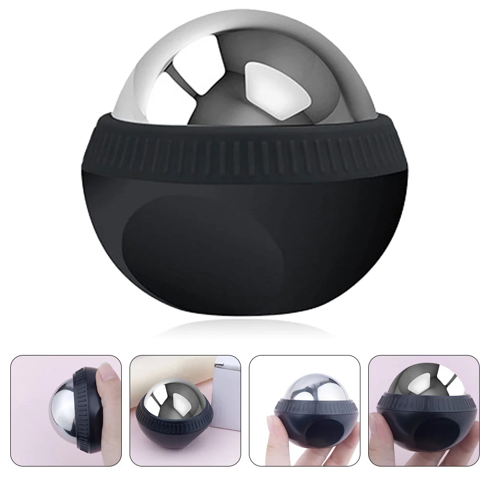 

Stainless Steel Massage Ball Body Relax Massager Iced Black Abs Portable Roller Fitness