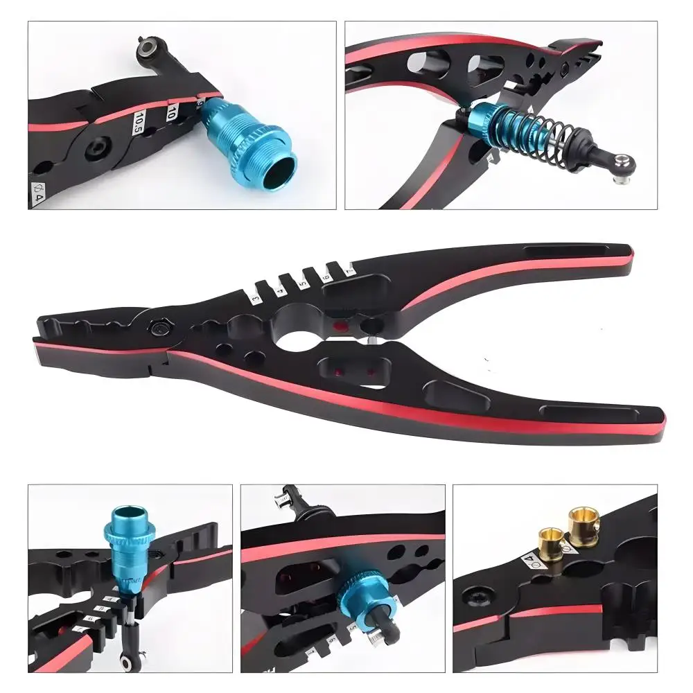 Szczypce do amortyzatorów 9IMOD, wielofunkcyjne narzędzie naprawcze, profesjonalne metalowe szczypce do amortyzatorów, klips z głowicą kulową do samochodów RC 1/8 1/10