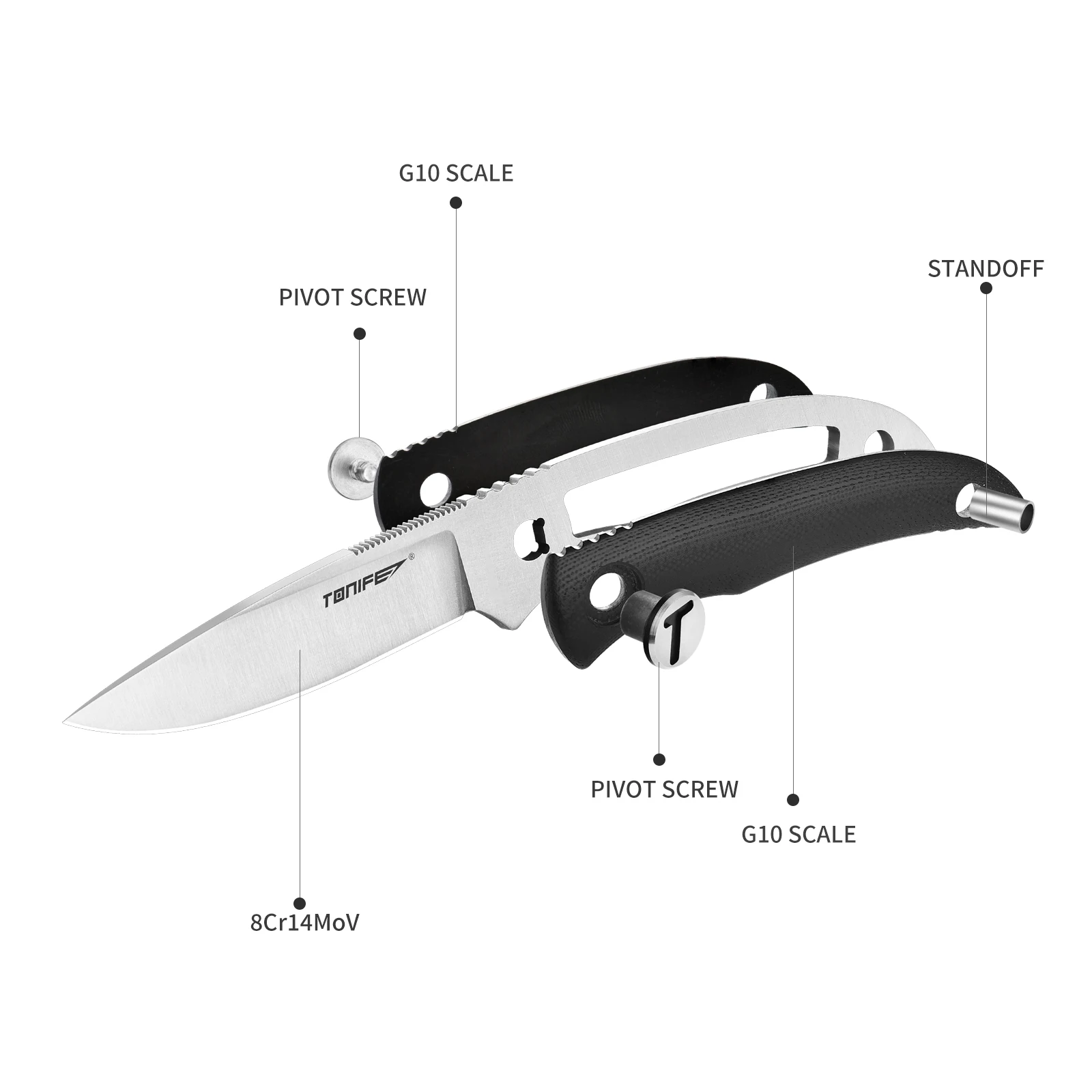 TONIFE Fixed Blade Straight Knife Stainless Steel portable Hunting knife G10 handle Full Tang with K sheath EDC Multi Tools Nova