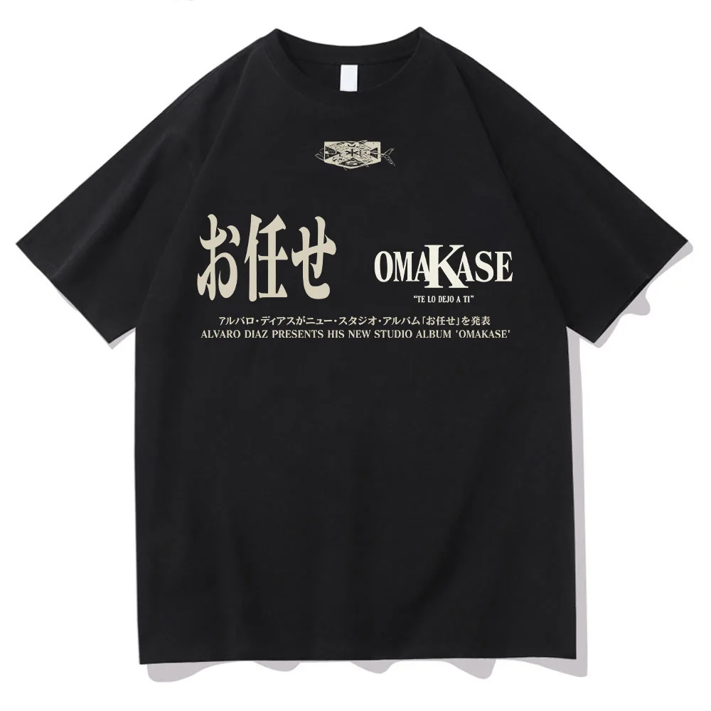 Camiseta Negra de Alvaro Díaz TE LO DEJO A TI, Camiseta de Algodón OMAKASE Y2K, Cuello Redondo, Manga Corta, Unisex, Informal, para Verano