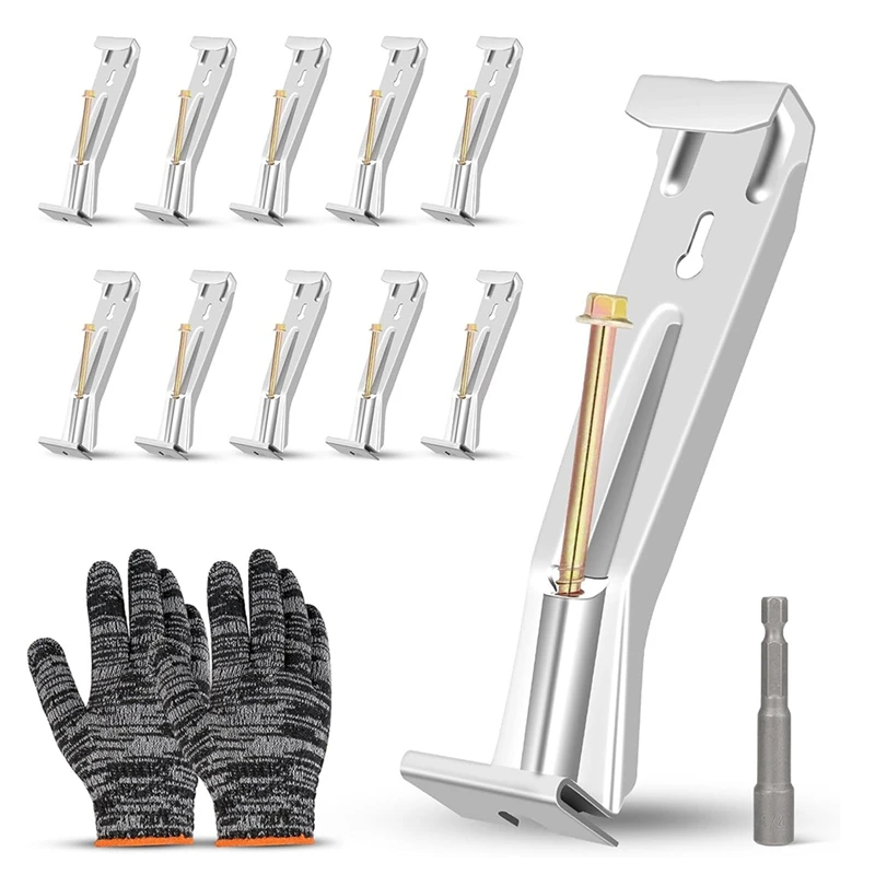 

10-Pack Gutter Hooks With Rust Proof Screws And Clips For 5" K-Type Aluminum Gutters, Repair Sagging Gutters