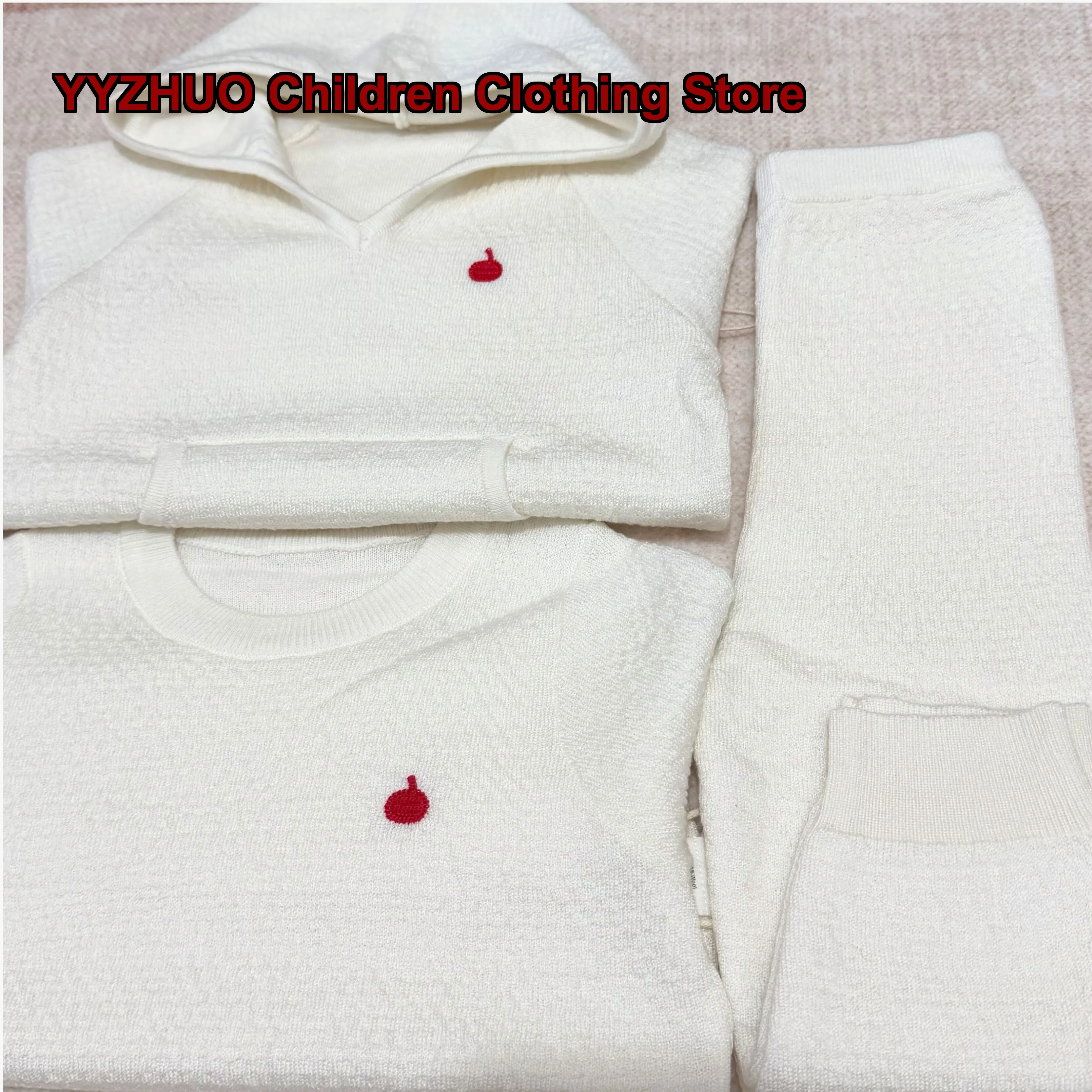Infant Knit Top Baby Boys Girls Long Sleeves Pants Cotton Blend Solid Color Red Flag Pattern