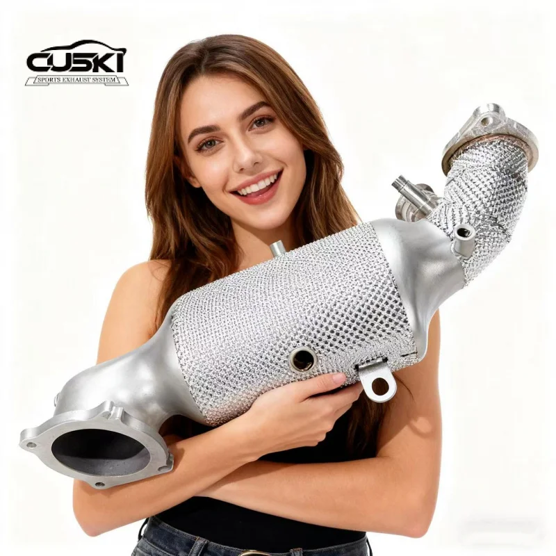 Exhaust System Downpipe for Alfa Romeo Giulia 2.0TWith OPF Heat Shield Wrap the Engine Light Is Not on Reduce exhaust resistance