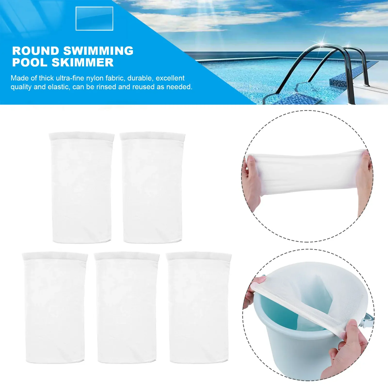 5/30 Pack Pool Skimmer ถุงเท้าทําความสะอาดเศษซากและใบตะกร้าตัวกรองถังปลาตาข่ายกระเป๋ารอบสระว่ายน้ําตาข่ายกรอง Access