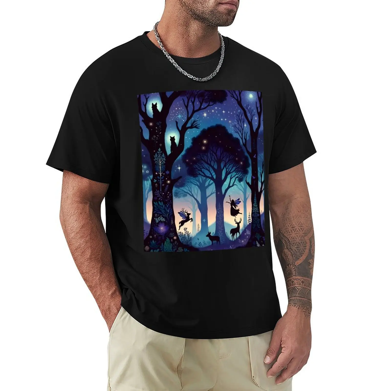 Enchanted Twilight Forest - Mystical Wilderness Fabric Design T-Shirt Performance Workout Short Sleeve Tee