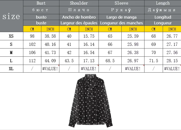 Elegante Damenbluse mit Polka-Dot-Muster, Schleifenkragen, Langarm-Shirt, Modische Damen-Oberteile im High-Street-Stil, Schicke Dünne Blusen – Detail 1
