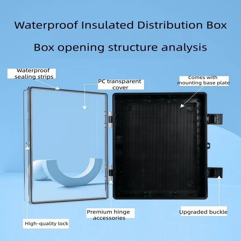 IP67 Waterproof Outdoor Electrical Junction Box ABS Plastic Distribution Enclosure Transparent Cover Wall Pole Mount view 4