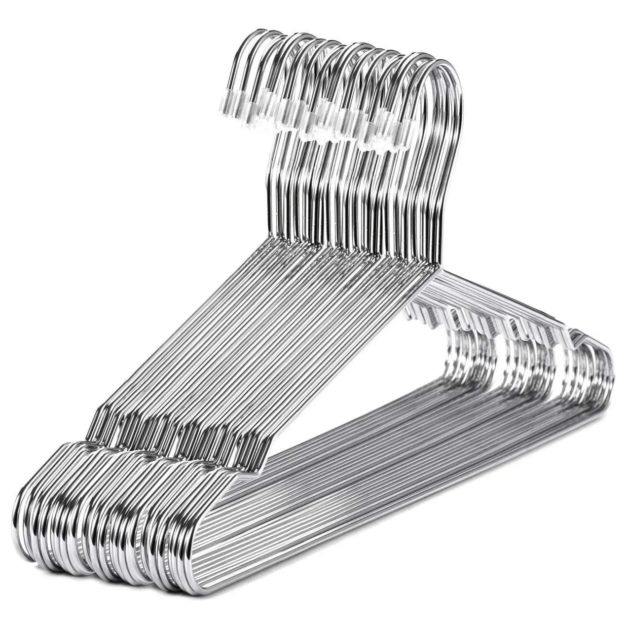 A67K-Hangers Stainless Steel 40 Cm 20Pcs Hangers For Clothes Standard Notched Hanger Space Saving