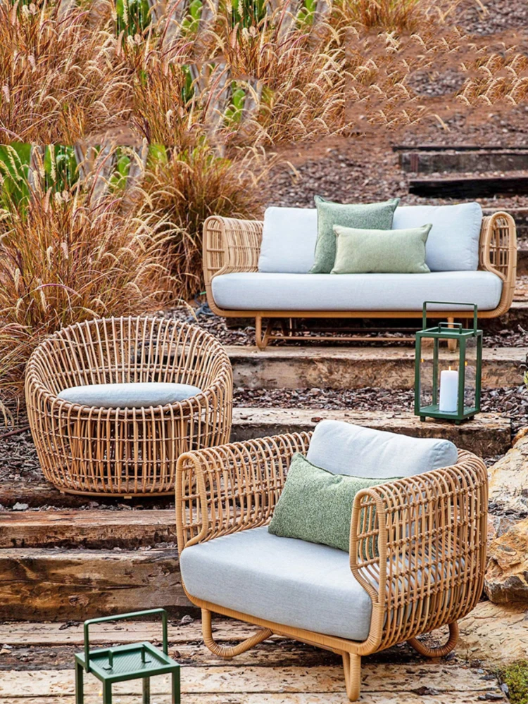 Customized outdoor sofa chair Indonesian outdoor sofa Bird's Nest small chair Genuine rattan art Natural rattan balcony