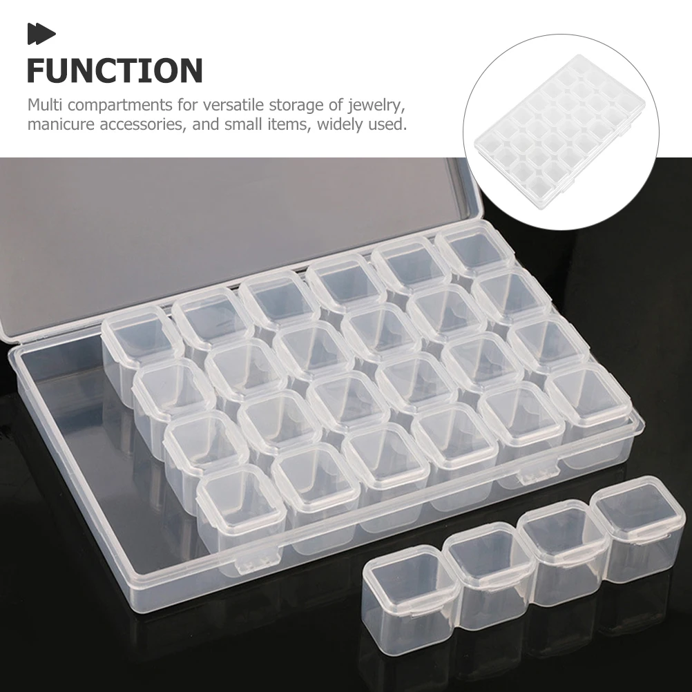 

28 Grids Jewelry Storage Box Clear Anti-Oxidation Travel Size Compact Portable Organizer Case for Earrings Necklace Accessories