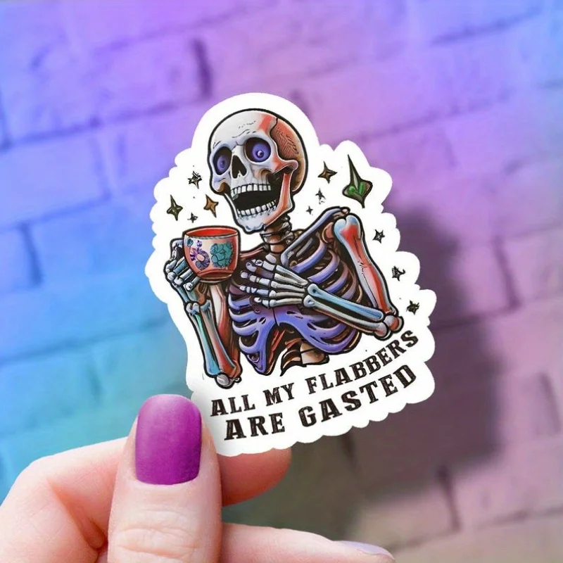 

10pcs“All my fat is in the form of gas”Skull Stickers - Suitable for Laptop、Car、Luggage，Vinyl Sticker