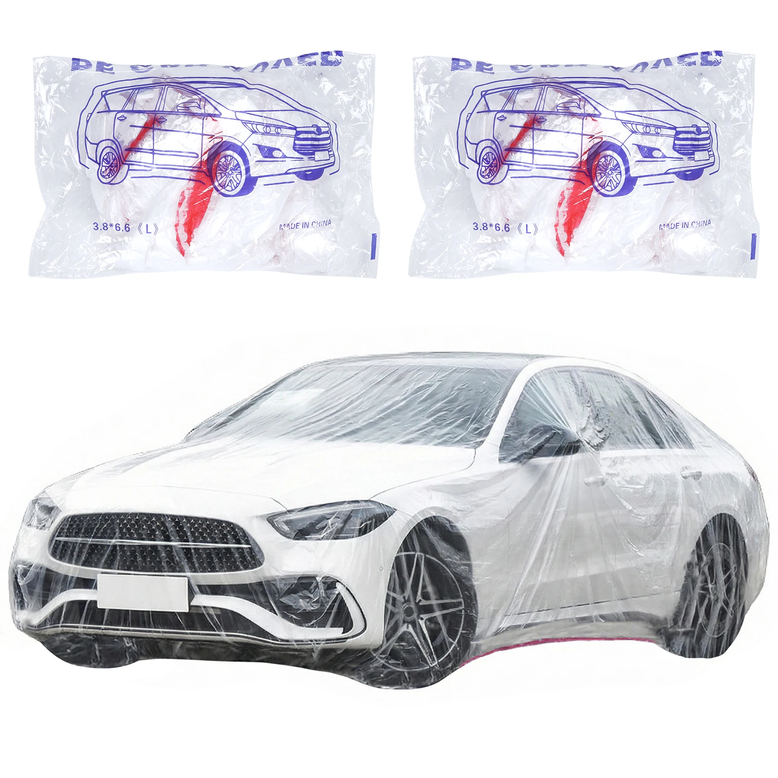 

50 Packs Disposable Plastic Car Cover for Snow Car Bubble Cover with Elastic Band (12.5x21.6 Ft) for SUV Sedan and More