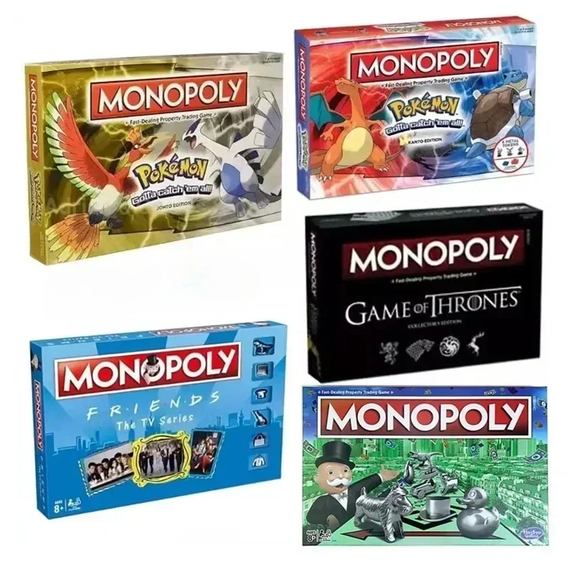 Monopoly Pokemon New All Series Friends Board Game of Thrones Puzzle Battle Hobby Casual Toy Kid Anime Family Collectible Gift