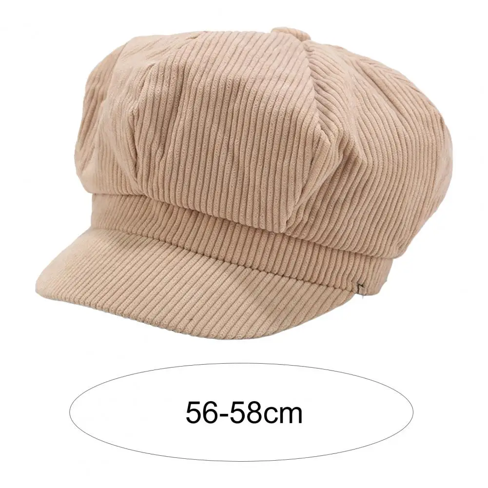 Visor Beret Cap Retro British Style Peaked 8 Panel Corduroy Cap Women Octagonal Newsboy Cabbie Painter Hat For Autumn Winter