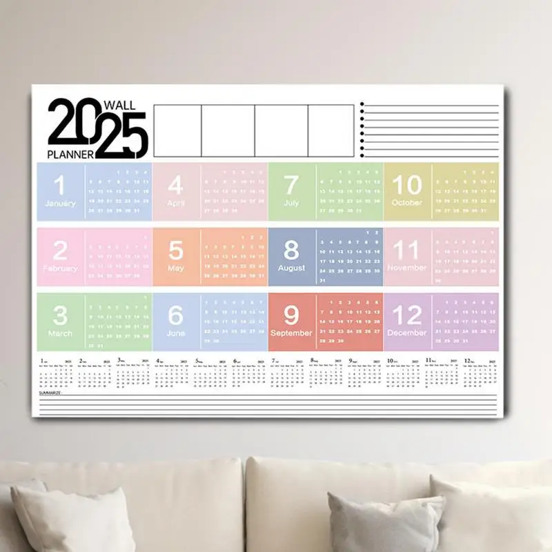 Calendario da parete annuale 2025 Pianificatore scolastico annuale Decorazioni per la casa Accessori da scrivania Pianificatore di pianificazione per la casa da gennaio 2025 a dicembre