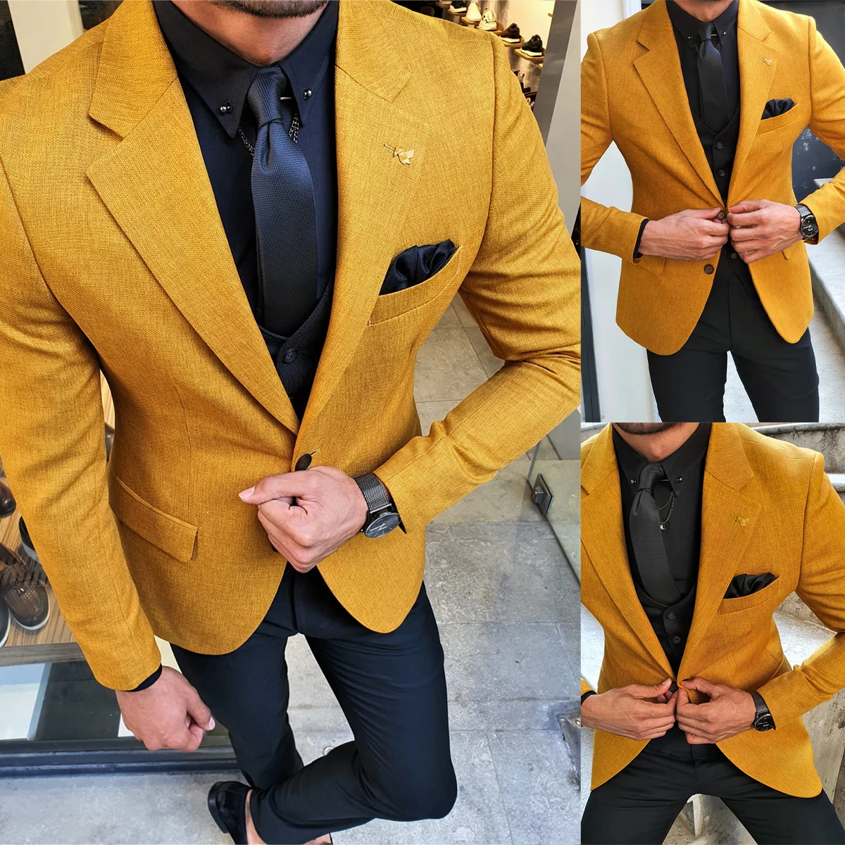 Causal Men Suits Tuxedo Handsome Peaked Lapel Single Breasted 1 Pieces Blazers Custom Size Prom Party Occasion