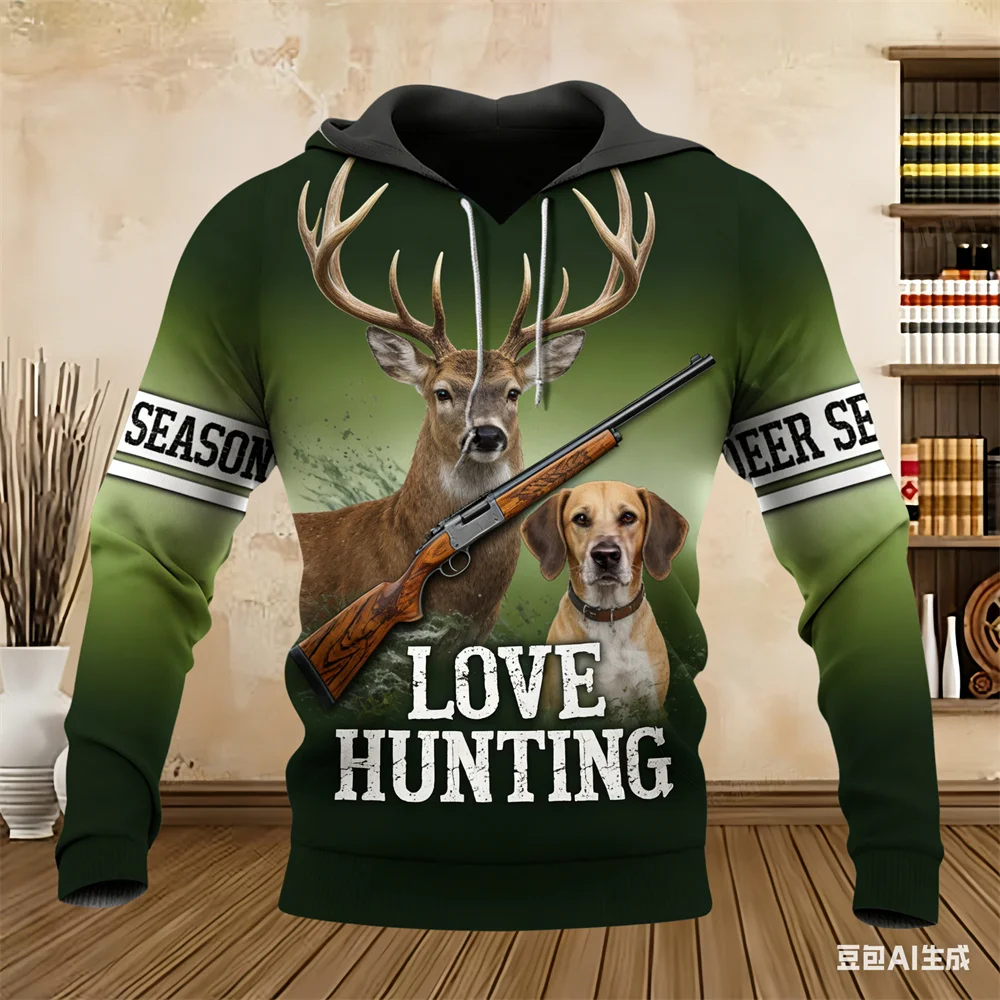 

Men's hunting Hoodie autumn winter wilderness pattern hoodies for man sports pullover leisure y2k Men's clothing outdoor hoodies