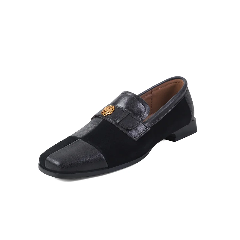 2025 الربيع المتسكعون النساء حذاء مسطح الانزلاق على الشقق جلد طبيعي الأحذية الرجعية السيدات المرقعة الأحذية اليدوية خمر الشقق #2