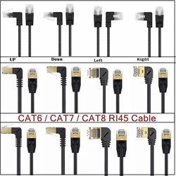 Cat 8 Ultra Slim Cat 6 7 Ethernet Cable SFTP RJ45 Network Lan 90 Degree UP Down Left Right Angle Internet RJ45 Ethernet Cord