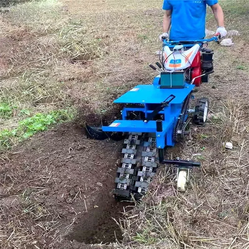 Single and Double Chain Trenching Machine for Agricultural Use Handheld Multi-Functional Small Pipeline Trencher