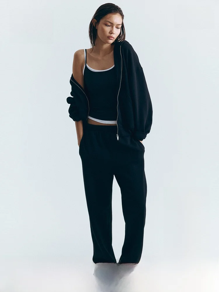 

H & M, весенняя новая женская толстовка на молнии, свободный крой, повседневный длинный кардиган с капюшоном из смеси хлопка и полиэстера све