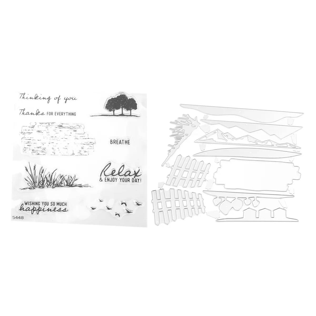 Beautiful Landscape Dies and Stamps Sets for Card Making Fence Houses Metal Cutting Dies for Paper Crafting Arts Crafts