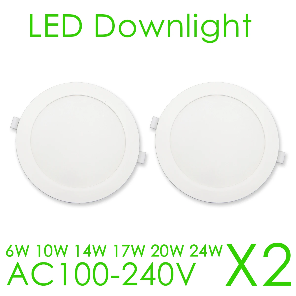 

2PCS LED Ceiling Spot Recessed Downlight Light AC100-240V 6W 10W 14W 17W 20W 24W 3000K 4000K 6000K Choice Cold Warm White Lamp