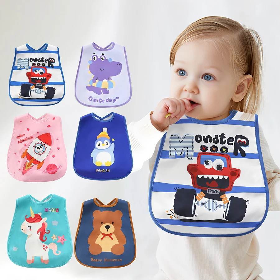 3Pcs Baby Cartoon Bibs, Soft and Skin-Friendly with Anti-Dirt Design, a Great Helper for Babies to Eat, Available in Various Patterns, Cute and Fun, Taking Care of Every Meal of Your Baby.