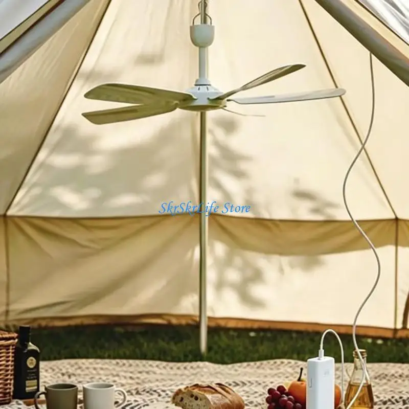 E65E Silents USB Powered Hanging Fan With Remote Adjustable 6 Speeds Timer Function For Small Space