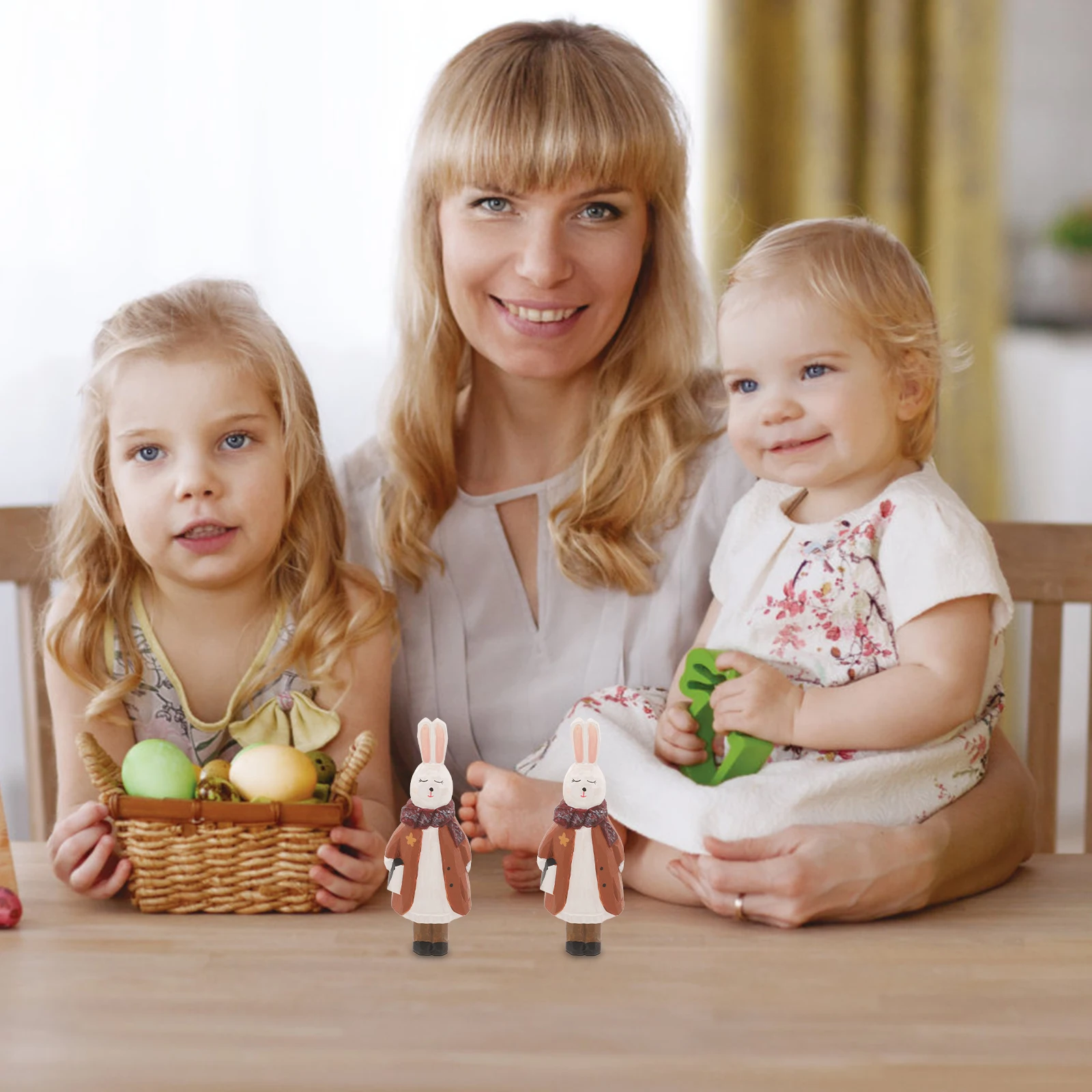 

Wooden Bunny Decoration Easter Rabbit Carving Ornament Home Decor Desktop Craft Wood Bunny Figurine Wooden Carving Figurine