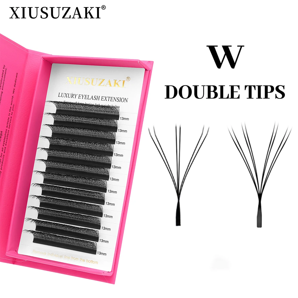XIUSUZAKI Double Tips 3D 4D W Shaped Lashes Extension 6D 8D Premade Volume Fans Eyelashes Extensions Individual False Lashes